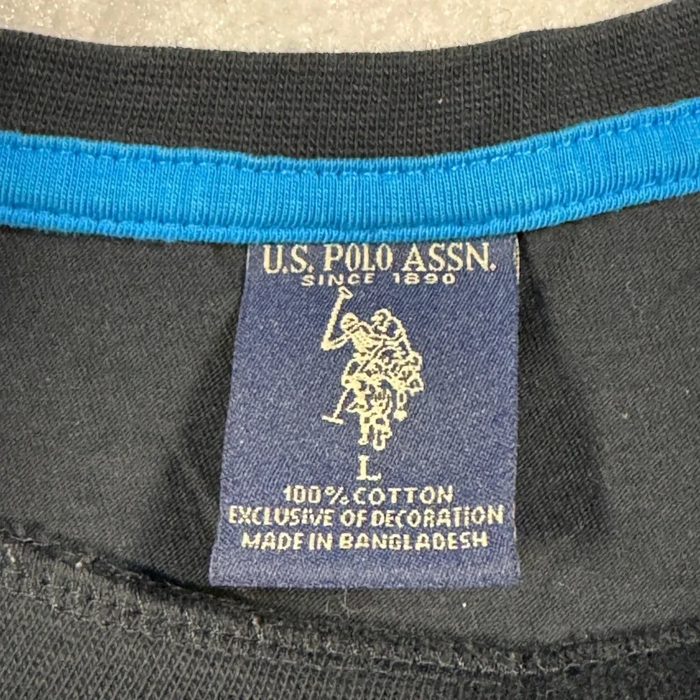 US Polo‎ Assn Mens Long Sleeve T-Shirt Black Crew Neck Cotton Logo Large